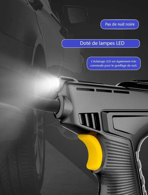 Pompe à Air Portable 150 PSI Sans Fil - Gonfleur Pneu Voiture Batterie 2000mAh